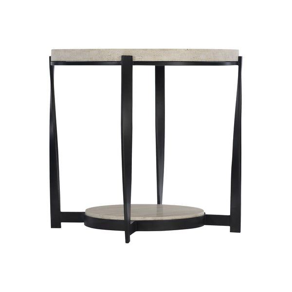 Bernhardt Bernhardt Round Berkshire Side Table With Laminated Stone Tops, Twisted Pewter Steel Legs, 27" 405125
