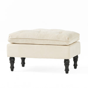English Elm Lofton Button Tufted Round Ottoman with Turned Birch Legs for Living Room Seating 53081.00