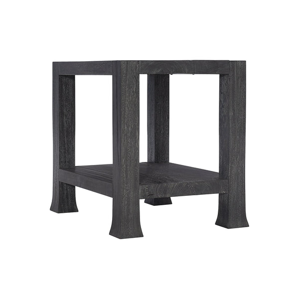 Bernhardt Bernhardt Berkely Carbonized Suar Side Table — Sculptural Planked Accent With Open Shelf, Adjustable Glides (24") 417121