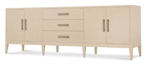 Hooker Furniture Westwood Polished Limestone Credenza With Quartered Oak Veneers, Radiance Hardware & Cable Management 6133-55486-80