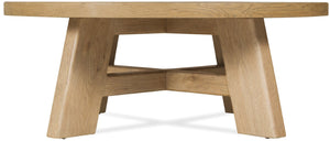 Hooker Furniture Driftwood Round Cocktail Table With Buckboard Finish, Oak Construction, Rustic Distressed Charm For Living Rooms Light Wood 6820-80211-80