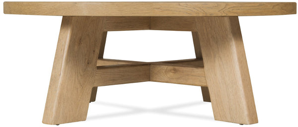 Hooker Furniture Driftwood Round Cocktail Table With Buckboard Finish, Oak Construction, Rustic Distressed Charm For Living Rooms Light Wood 6820-80211-80