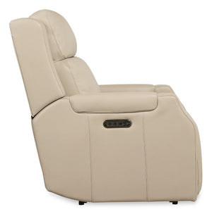 Hooker Furniture Nelson Zero Gravity Recliner With Power Headrest, Lumbar Support, Usb Charging, Top-Grain Leather Beige SS836-PHZL1-070
