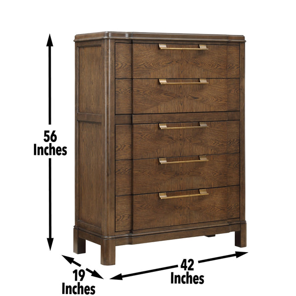 English Elm Steve Silver - Milan Modern Dark Brown Wood Chest with Sunburst Veneer, Antique Bronze Hardware, Whisper-Smooth Drawers B081P157415