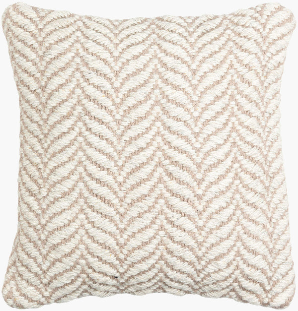 Surya Jhansi 18"X18" Cozy Cottage-style Accent Pillow In Luxurious Viscose, Wool & Cotton Blend, India-made Ivory Wool,Viscose,Cotton Jha001-2222d