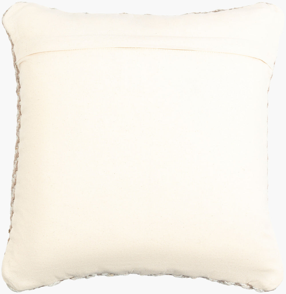 Surya Jhansi 18"X18" Cozy Cottage-style Accent Pillow In Luxurious Viscose, Wool & Cotton Blend, India-made Ivory Wool,Viscose,Cotton Jha001-2222d