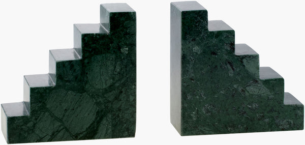 Surya Jhalra Bookend Decorative Accent In Indian Marble - Elegant 6" X 6" Modern Home Organizer Solution Green Marble Jhl003-set