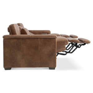 Bernhardt Bernhardt Lioni Leather Power Motion Sofa With Usb, Motorized Recline, Bustle Back Comfort, 93.5" Wide 9567RHO