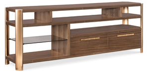 Hooker Furniture Eleana Walnut Entertainment Console With Solar-Bronze Glass, Wire Management & Self-Closing Drawers 7252-55484-85