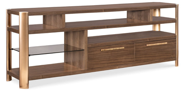 Hooker Furniture Eleana Walnut Entertainment Console With Solar-Bronze Glass, Wire Management & Self-Closing Drawers 7252-55484-85