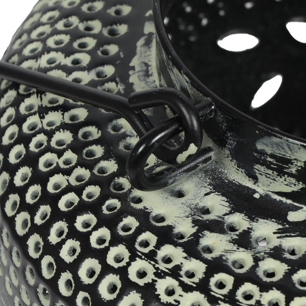 English Elm Christopher Knight Home® - LANTERN Large Indian Iron Decorative Lantern with Green Patina & Leaf Design, Handcrafted Distressed Elegance 69373.00