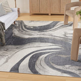 Nourison Astra Machine Washable ASW15 Machine Made Power-loomed Borderless Design Indoor Only Modern  Rug Ivory Grey, Ivory Grey 100% Polyester 99446977922