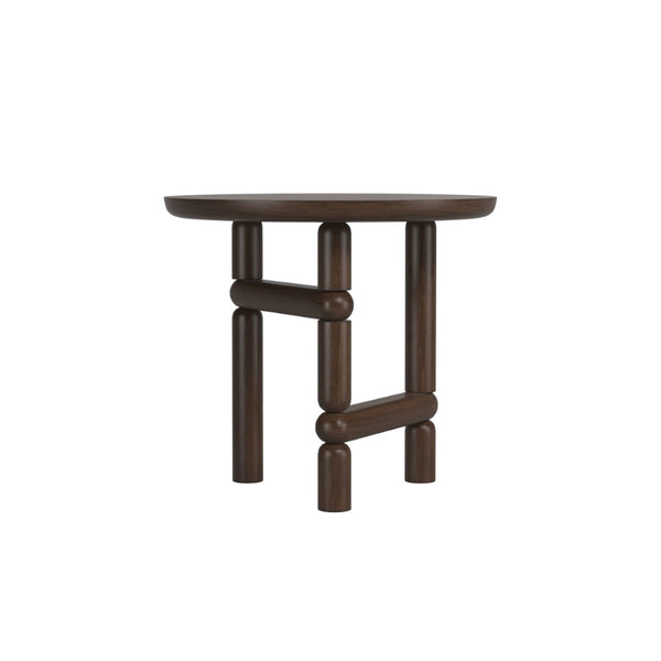 A.R.T. Furniture Verge Round End Table - Handcrafted Walnut Accent with Sculptural Design for Modern Living Spaces 337304-1960