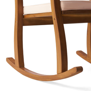 English Elm Acacia Hardwood Outdoor Rocking Chair with Cushions Slat Design for Porch or Deck 57496.00WCACA