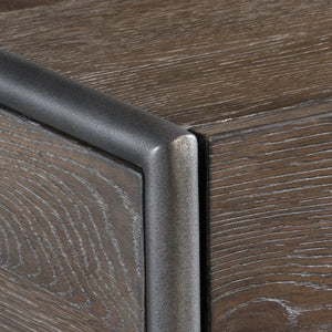 Bernhardt Bernhardt Outline Nightstand With Wire‑Brushed Oak & Textured Steel Frame, Soft‑Close Drawer, Modern 360233