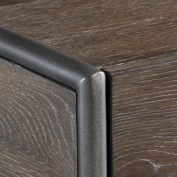 Bernhardt Bernhardt Outline Nightstand With Wire‑Brushed Oak & Textured Steel Frame, Soft‑Close Drawer, Modern 360233