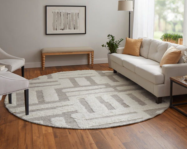 Feizy Rugs Ashby Hand-woven Wool Geometric Rug – Timeless Transitional Style In Subtle Neutrals For Any Room Gray,Ivory Wool Ash8909fivygryn90