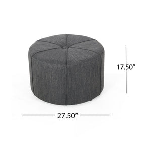 English Elm Ottoman Round Drum Tufted Footrest Neutral Fabric for Modern Living Rooms 71829.00CHAR
