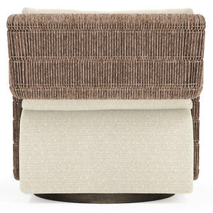 Bernhardt Bernhardt Maldives Wicker Swivel Patio Chair with Teak Base and Plush Down Pillow O2352SD