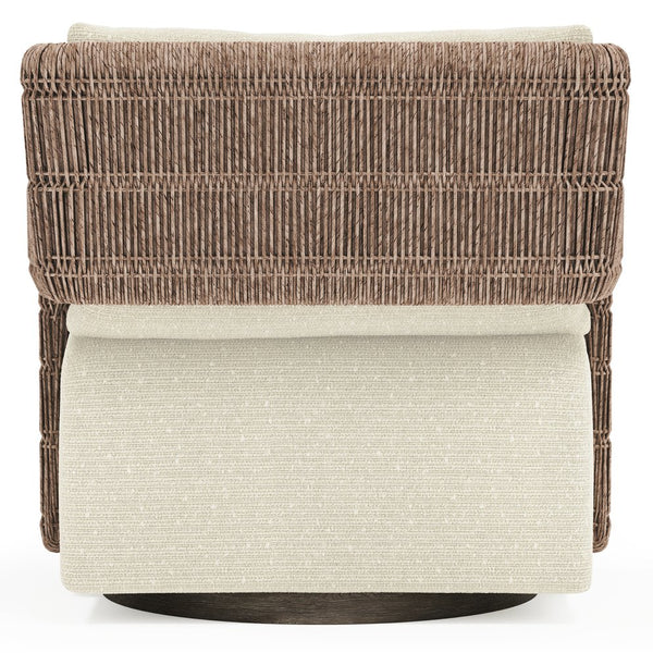 Bernhardt Bernhardt Maldives Wicker Swivel Patio Chair with Teak Base and Plush Down Pillow O2352SD