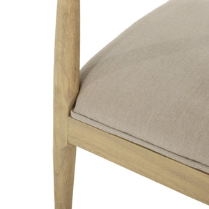 English Elm Dining Chair Set of Two Rubberwood Upholstered Seats Mid-century Modern Open Back Style Linen 74526.00PEBLN