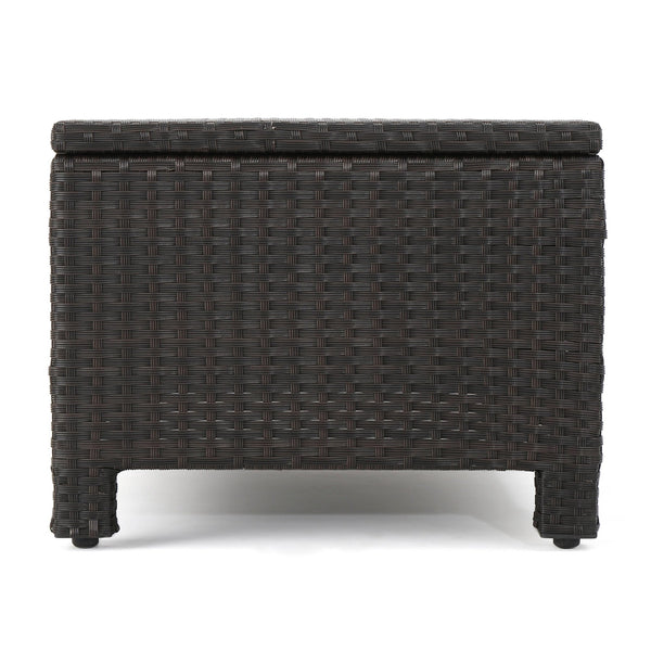 English Elm Puerta 4 Piece Outdoor Patio Set Pe Wicker Rattan with Iron Frame Cushioned Seating 52978.00DBRN