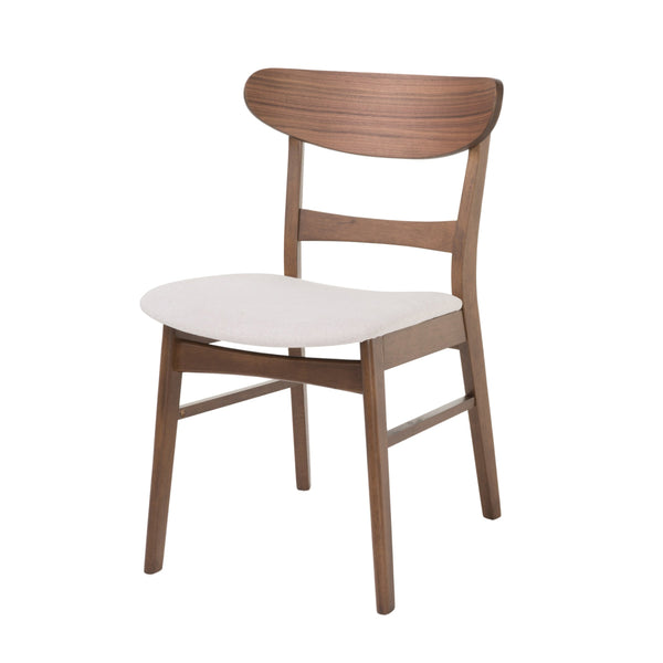 English Elm [video] Rubberwood Dining Chairs Set of 2 Upholstered Mid-century Seats for Modern Homes Light Beige 58915.00WNT