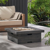 Christopher Knight Home® - Noble House - Bolton Outdoor Lightweight Concrete Wood Burning Square Fire Pit, Gray