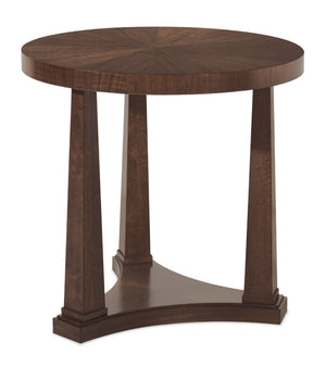 Hooker Furniture Archives Round End Table In Classic Walnut Finish — 26" Elegant Round Accent Table With Three-Post Base 6123-80116-89