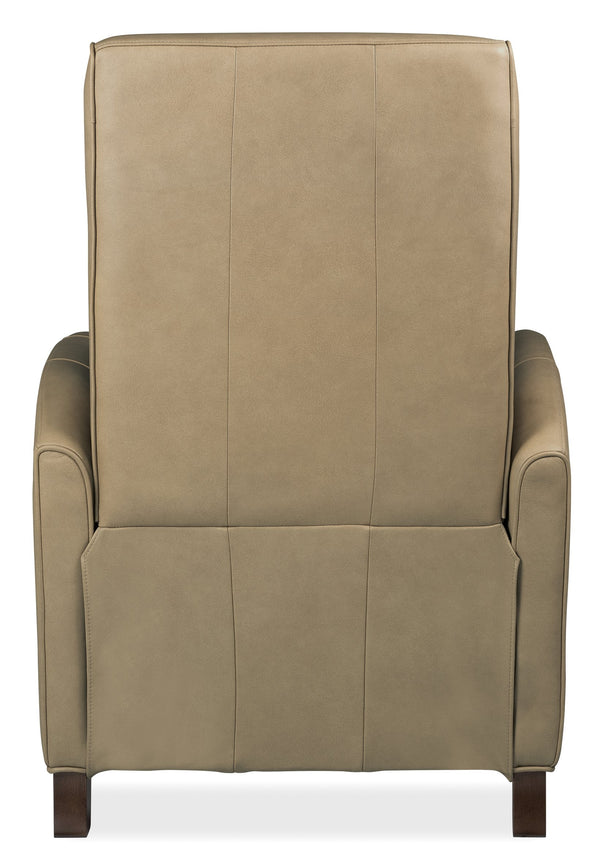 Hooker Furniture Denver Top Grain Leather Manual Recliner with Channeled Cushioning and Tapered Wood Legs RC843-PB-081