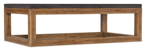 Hooker Furniture Big Sky Cocktail Table With Furrowed Bark Charcoal Top & Vintage Natural Hickory Base, Rustic Durable Design 6700-80109-99