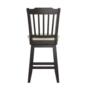 Homelegance By Top-Line Juliette Slat Back Counter Height Wood Swivel Chair Black Rubberwood