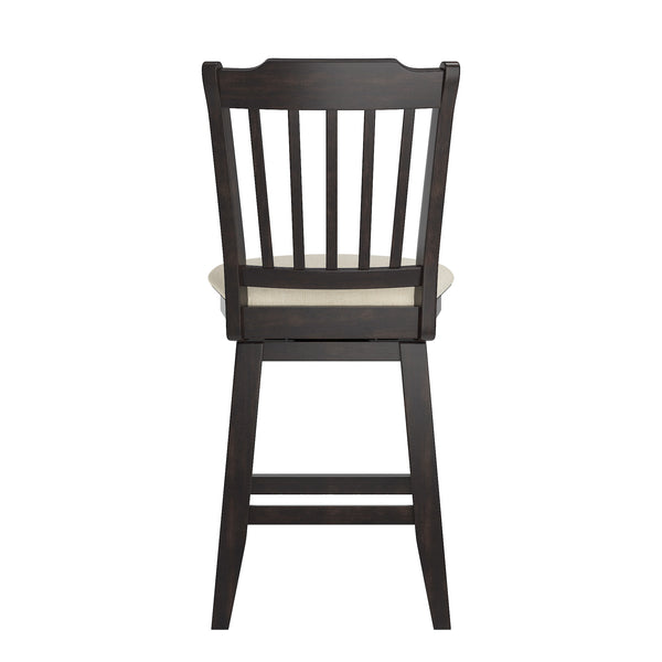 Homelegance By Top-Line Juliette Slat Back Counter Height Wood Swivel Chair Black Rubberwood