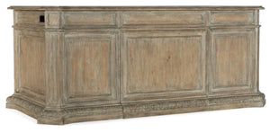 Hooker Furniture Castella Executive Desk With Chevron Veneer, Bonded Leather Top, Locking File Drawers & Antique Slate Finish 5878-10563-80