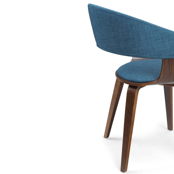 English Elm Lowell Bentwood Dining Chair - Stylish Blue Linen Upholstery, Mid-Century Modern Design & Comfort B136P158836
