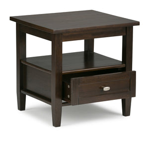 English Elm Warm Solid Wood 20-Inch Wide Transitional End Table In Tobacco Brown With Storage & Style B136P159707-GIGA