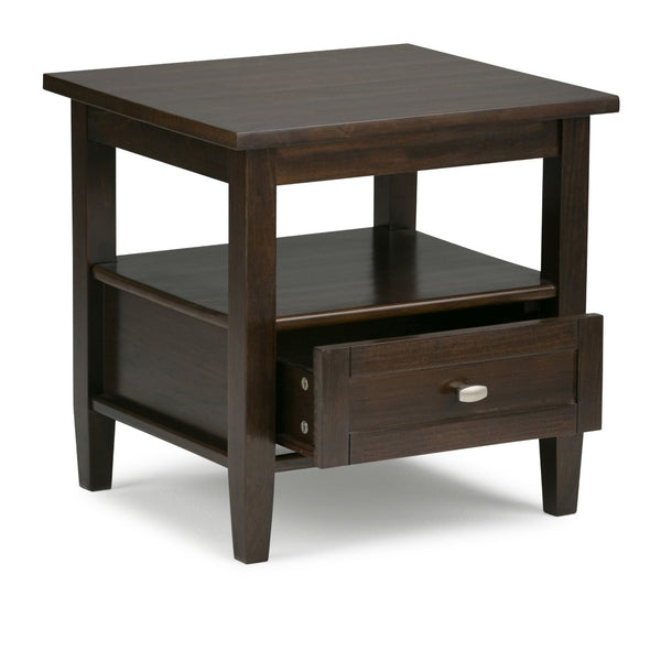 English Elm Warm Solid Wood 20-Inch Wide Transitional End Table In Tobacco Brown With Storage & Style B136P159707-GIGA