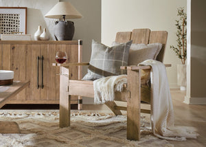 Hooker Furniture Vineyard Pecky Hickory Accent Chair — Sonoma Finish Adirondack Silhouette With Plush White Zin Cushion, Wine-Glass Arms 6952-50000-80