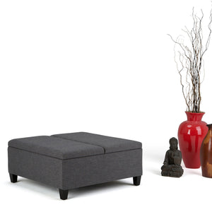 English Elm Ellis Coffee Table Storage Ottoman - Versatile Slate Grey Upholstered Design For Modern Living Spaces B136P159163