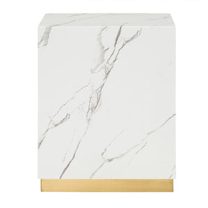 Homelegance By Top-Line Blaise Faux Marble End Table with Casters White Marble