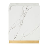 Homelegance By Top-Line Blaise Faux Marble End Table with Casters White Marble