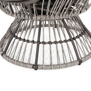 English Elm Christopher Knight Home® - RESEDA Swivel Egg Chair with Faux Rattan Basket, Water-Resistant Cushion, Handcrafted Comfort Grey+Taupe 67931.00TPDGRY