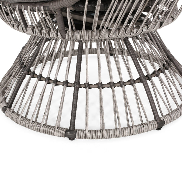 English Elm Christopher Knight Home® - RESEDA Swivel Egg Chair with Faux Rattan Basket, Water-Resistant Cushion, Handcrafted Comfort Grey+Taupe 67931.00TPDGRY