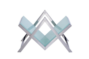 Pasargad Home Luxe Modern Glass & Steel Magazine Holder - Chic Storage For Books & More! White Glass & Steel Jj-1016w