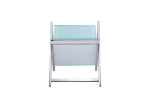 Pasargad Home Luxe Modern Glass & Steel Magazine Holder - Chic Storage For Books & More! White Glass & Steel Jj-1016w
