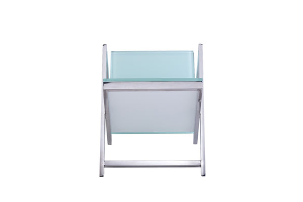 Pasargad Home Luxe Modern Glass & Steel Magazine Holder - Chic Storage For Books & More! White Glass & Steel Jj-1016w