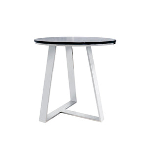 Pasargad Luxe Modern Glass & Steel End Table – Stylish Black & Chrome Accent For Any Room Decor Black Glass & Steel Jj-1081