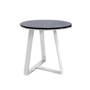 Pasargad Luxe Modern Glass & Steel End Table – Stylish Black & Chrome Accent For Any Room Decor Black Glass & Steel Jj-1081