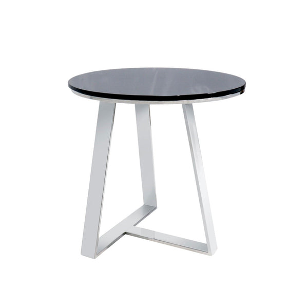Pasargad Luxe Modern Glass & Steel End Table – Stylish Black & Chrome Accent For Any Room Decor Black Glass & Steel Jj-1081