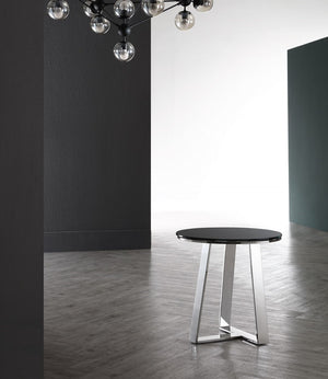 Pasargad Luxe Modern Glass & Steel End Table – Stylish Black & Chrome Accent For Any Room Decor Black Glass & Steel Jj-1081